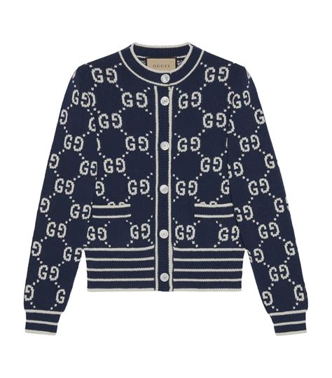 gucci cotton jacquard|GG cotton jacquard cardigan in dark blue .